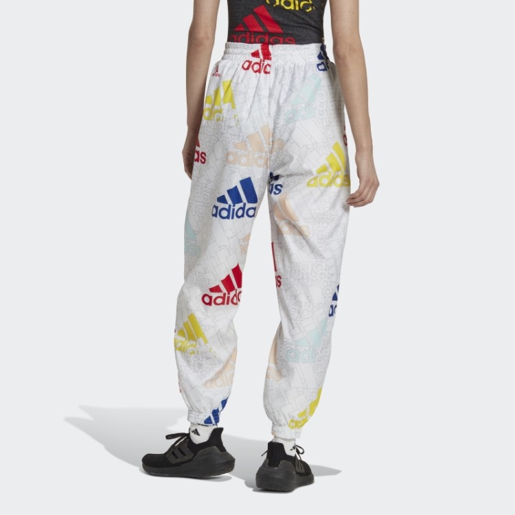 Essentials Calça Multicolorida Com Logo Em Malha Solta Adidas Branca