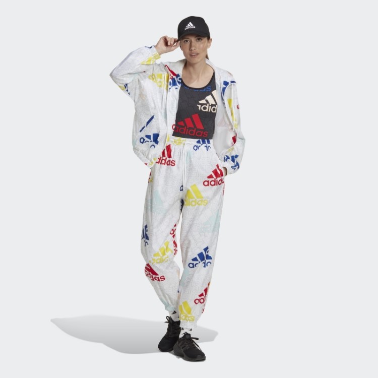 Essentials Calça Multicolorida Com Logo Em Malha Solta Adidas Branca