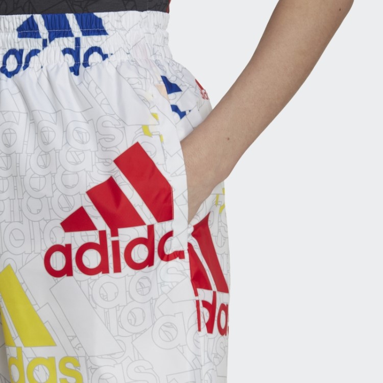 Essentials Calça Multicolorida Com Logo Em Malha Solta Adidas Branca