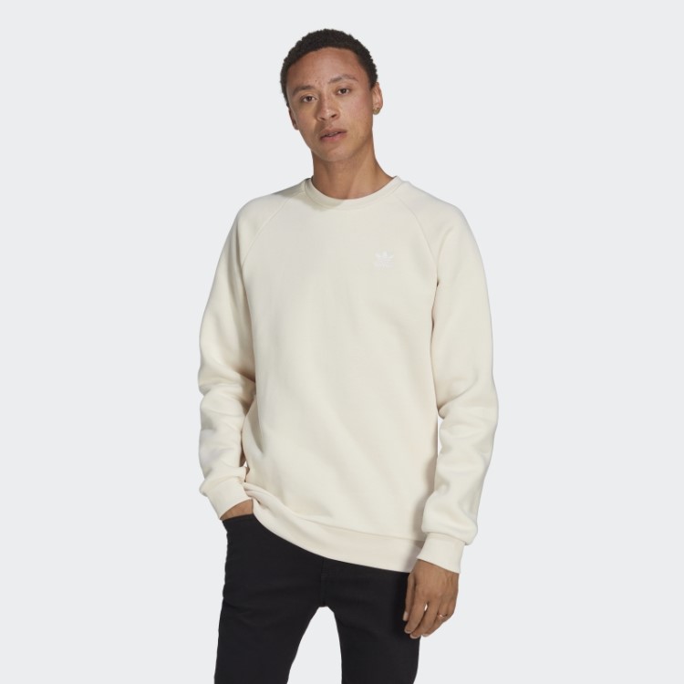 Moletom Branco Adidas Trefoil Essentials Com Gola Redonda
