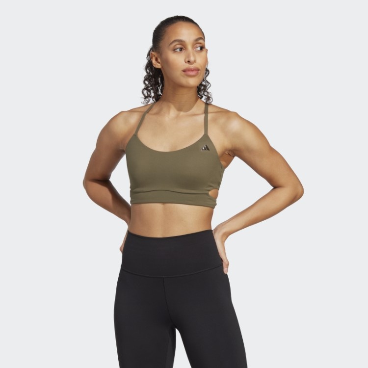 Sutiã Longline Verde Adidas Yoga Studio Com Suporte Leve