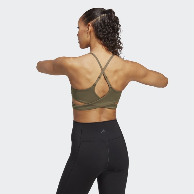 Sutiã Longline Fashion Olive Adidas Yoga Studio Com Suporte Leve