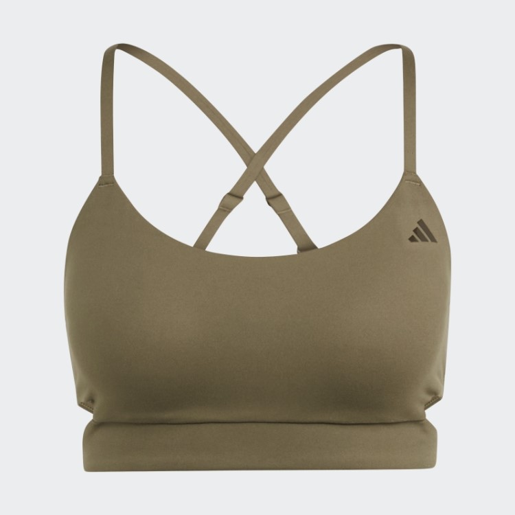 Sutiã Longline Fashion Olive Adidas Yoga Studio Com Suporte Leve