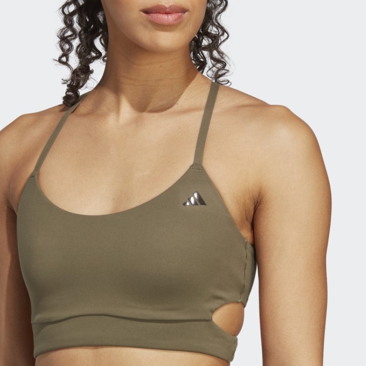 Sutiã Longline Fashion Olive Adidas Yoga Studio Com Suporte Leve