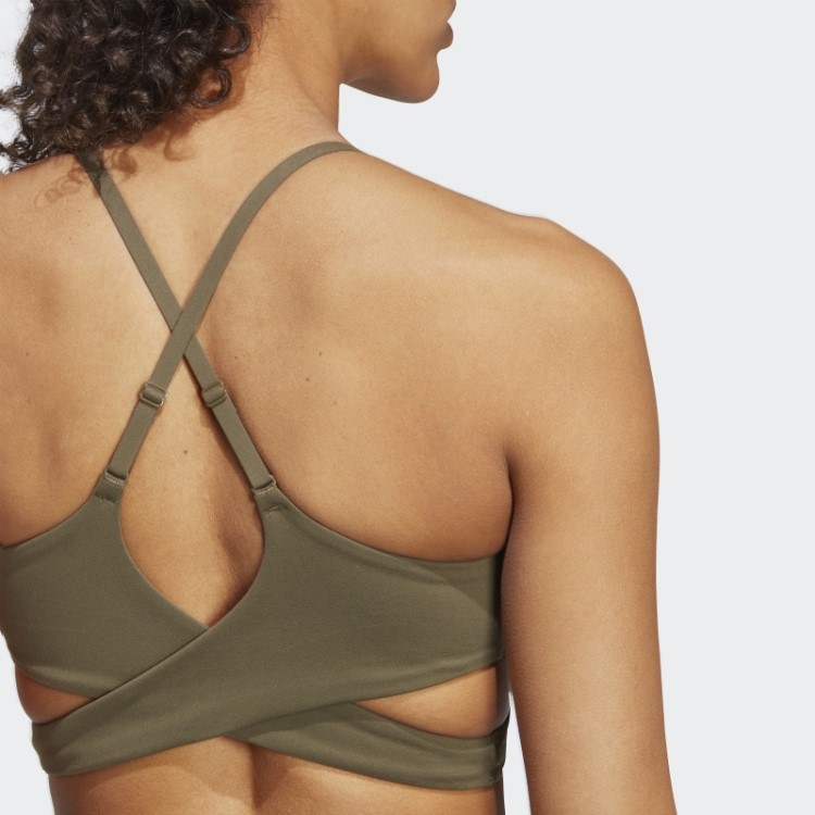 Sutiã Longline Fashion Olive Adidas Yoga Studio Com Suporte Leve