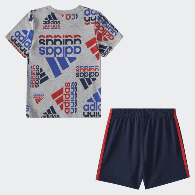 Conjunto Curto De Camiseta Cinza Médio Adidas Ibaop Ctn