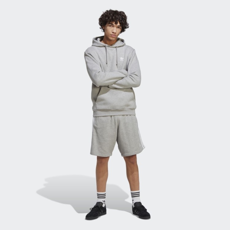 Bermuda De Moletom Cinza Médio Adicolor Classics Com As Três Listras Adidas