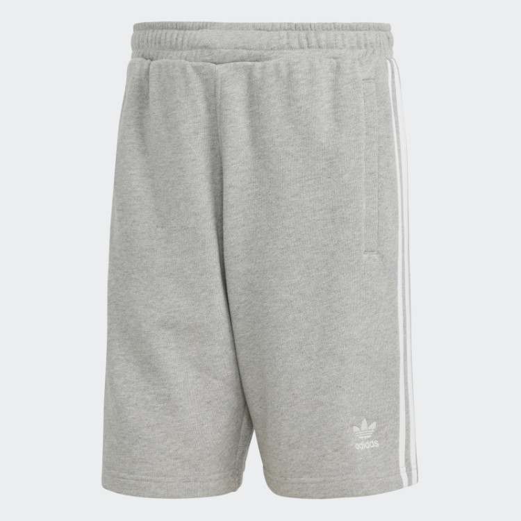 Bermuda De Moletom Cinza Médio Adicolor Classics Com As Três Listras Adidas