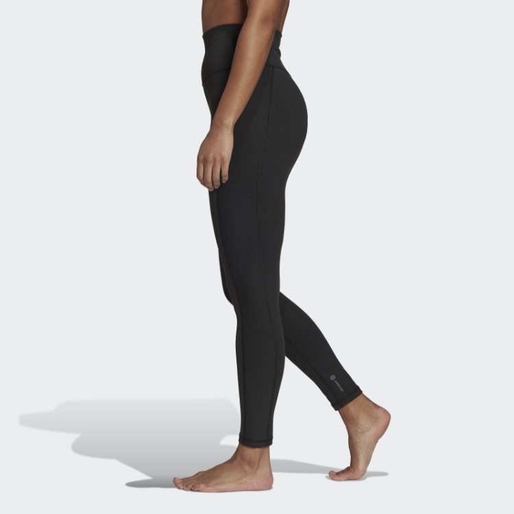 Leggings Caneladas De Cintura Super Alta Para Estúdio De Ioga Adidas Pretas