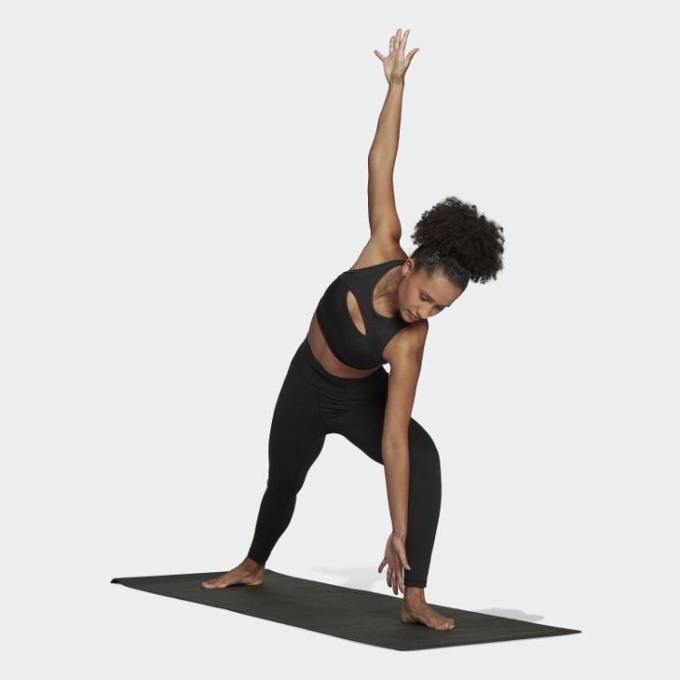 Leggings Caneladas De Cintura Super Alta Para Estúdio De Ioga Adidas Pretas