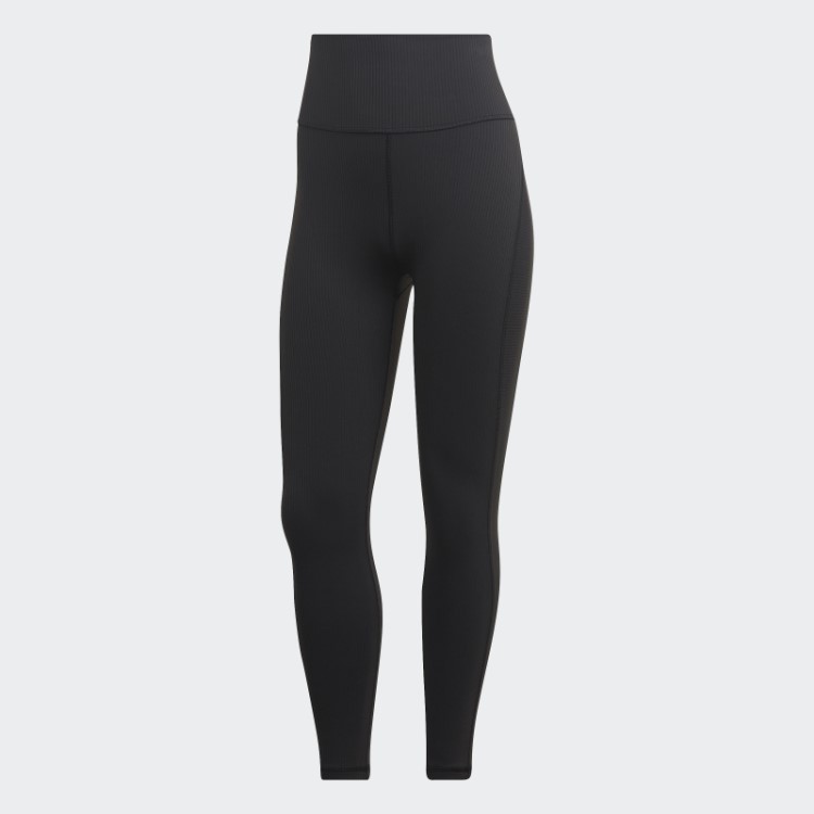 Leggings Caneladas De Cintura Super Alta Para Estúdio De Ioga Adidas Pretas