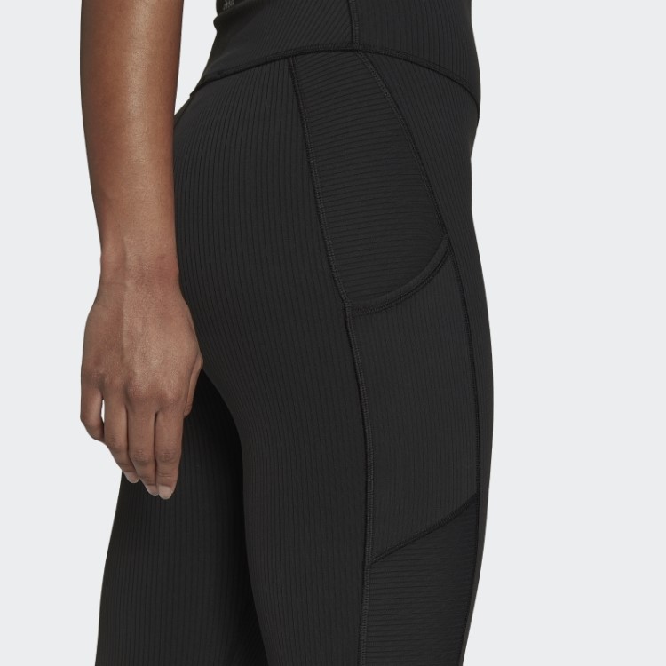 Leggings Caneladas De Cintura Super Alta Para Estúdio De Ioga Adidas Pretas