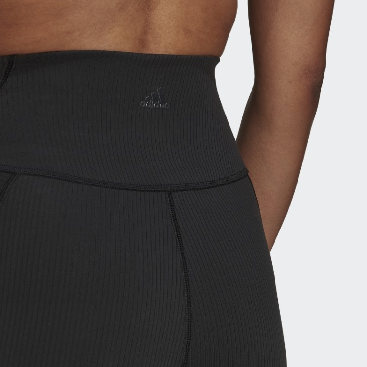 Leggings Caneladas De Cintura Super Alta Para Estúdio De Ioga Adidas Pretas