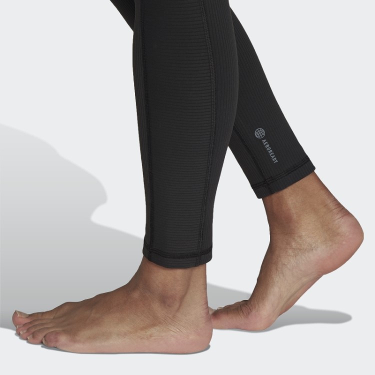 Leggings Caneladas De Cintura Super Alta Para Estúdio De Ioga Adidas Pretas