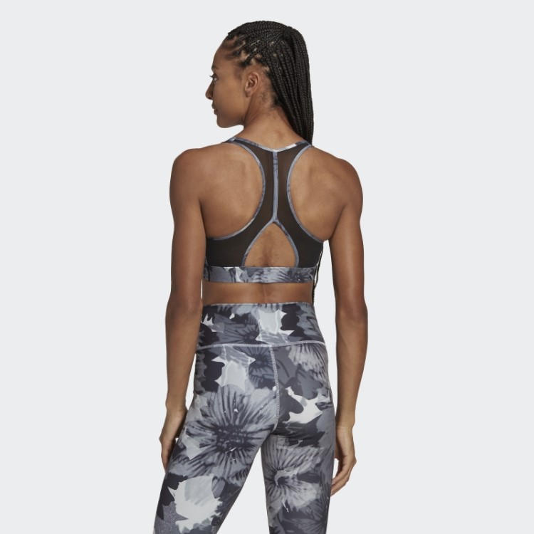 Sutiã Estampado Allover De Suporte Médio Powerreact Adidas Preto