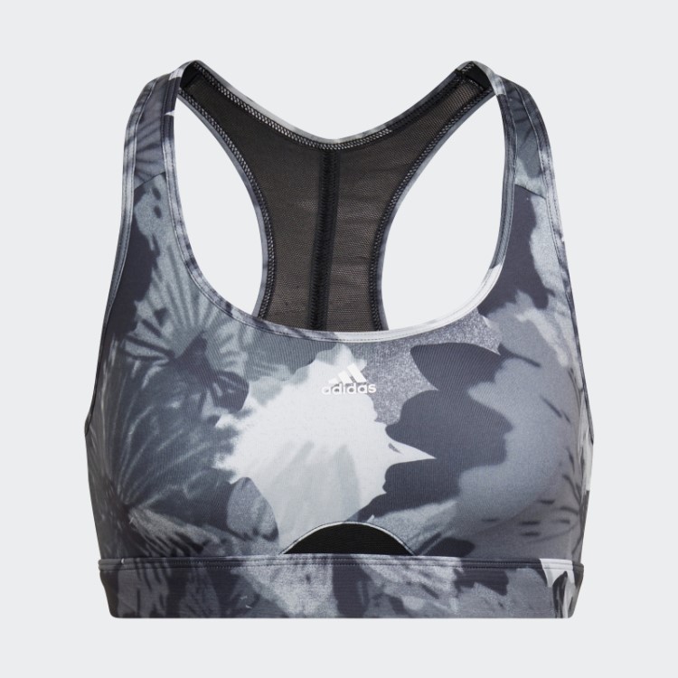 Sutiã Estampado Allover De Suporte Médio Powerreact Adidas Preto