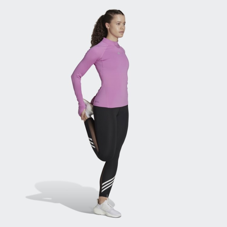 Top De Treino Manga Longa Techfit Aeroready Quente Adidas Lilás
