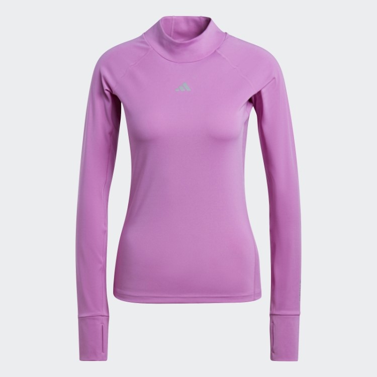 Top De Treino Manga Longa Techfit Aeroready Quente Adidas Lilás