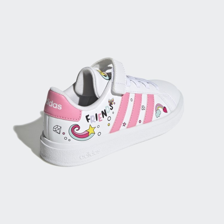 Branco Adidas X Disney Grand Court Minnie Mouse Cadarços Elásticos Sapatos Top Strap Fashion