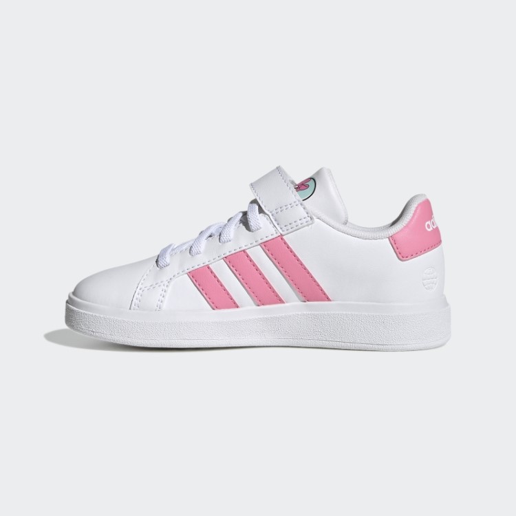 Branco Adidas X Disney Grand Court Minnie Mouse Cadarços Elásticos Sapatos Top Strap Fashion