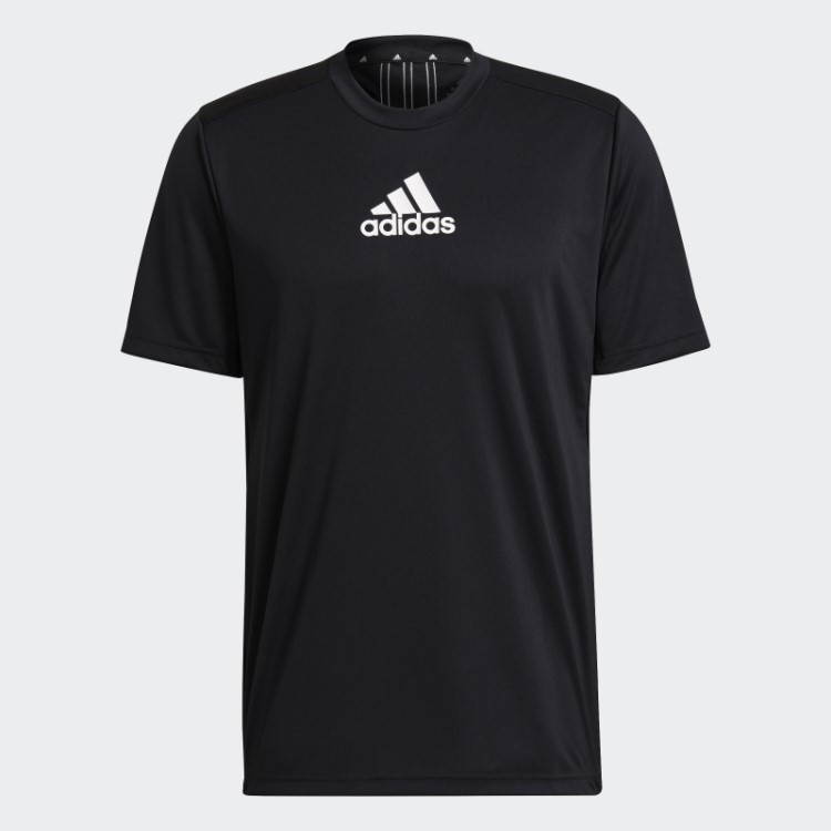 Projetada Para Mover Camiseta Esportiva Com As Três Listras Adidas Preta