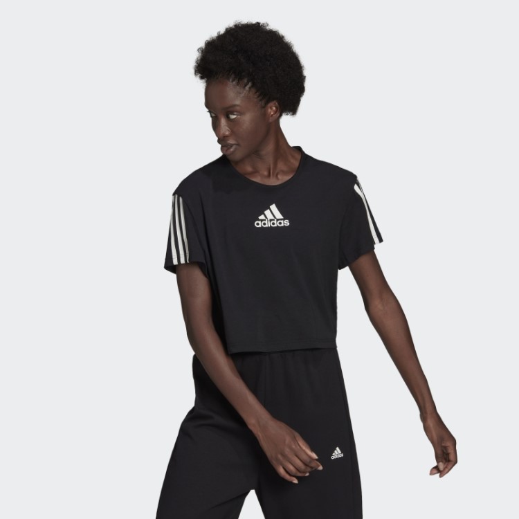 Camiseta Esportiva Preta Aeroready Made For Training Crop Adidas