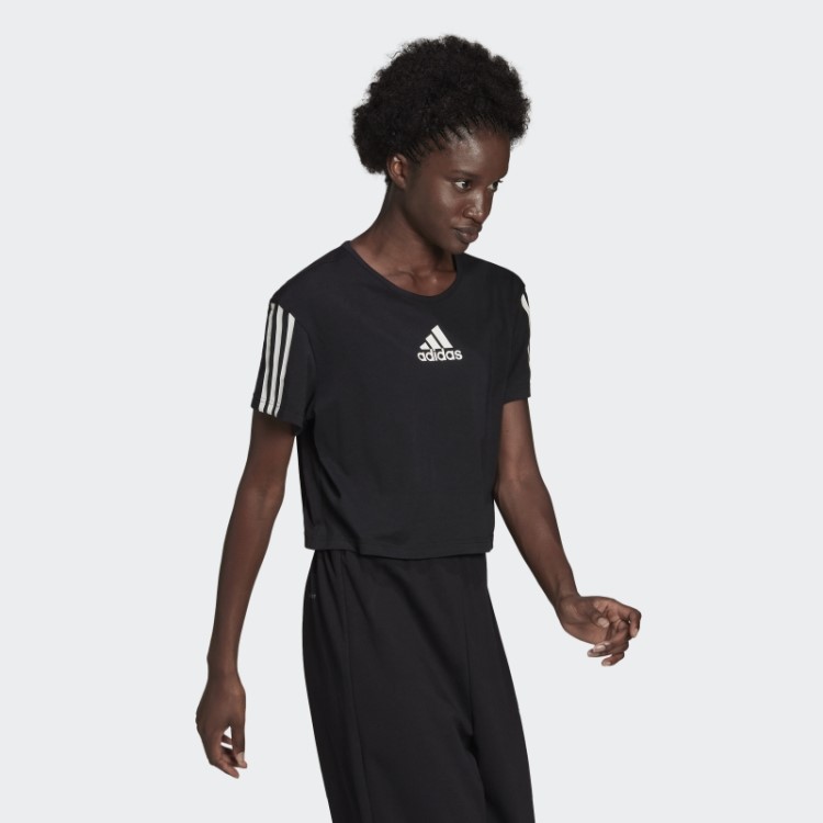 Camiseta Esportiva Preta Aeroready Made For Training Crop Adidas