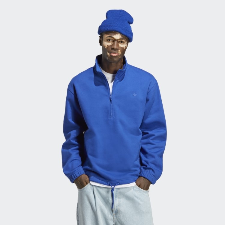 Adidas Adicolor Contemtempo Moletom Azul Com Meio Zíper