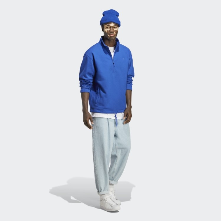Adidas Adicolor Contemtempo Moletom Azul Com Meio Zíper