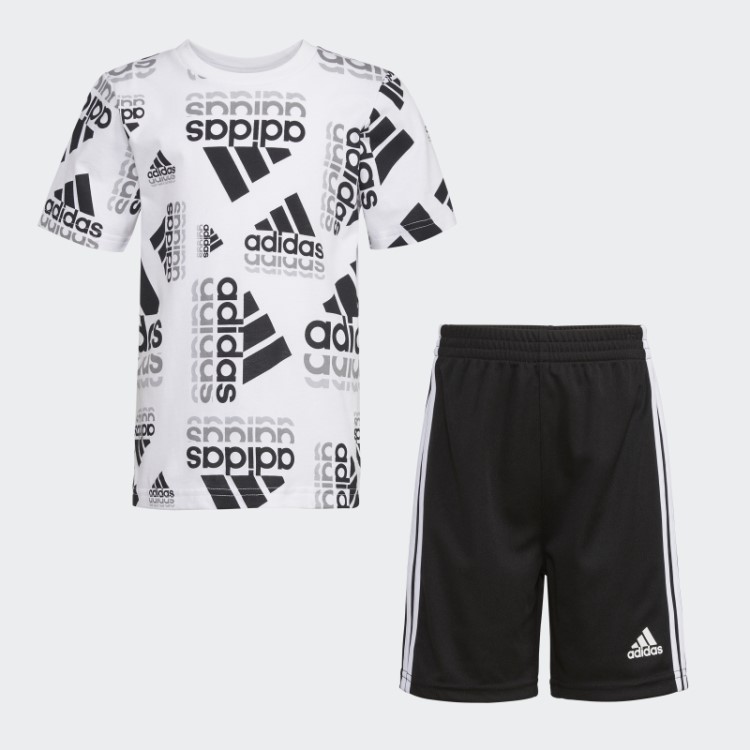 Ctn Aop T-shirt Conjunto Curto Adidas Branco
