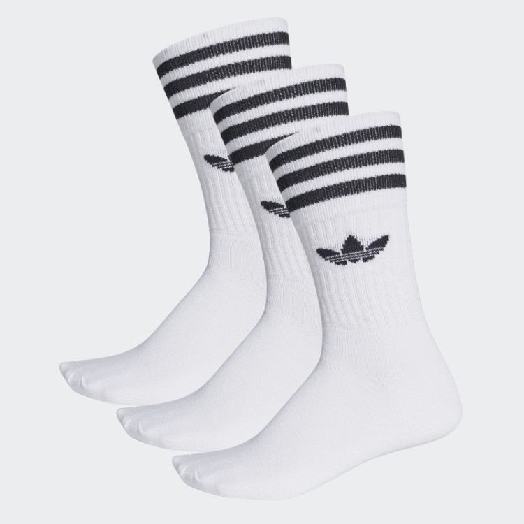 Meias Brancas Sólidas Da Tripulação 3 Pares Adidas