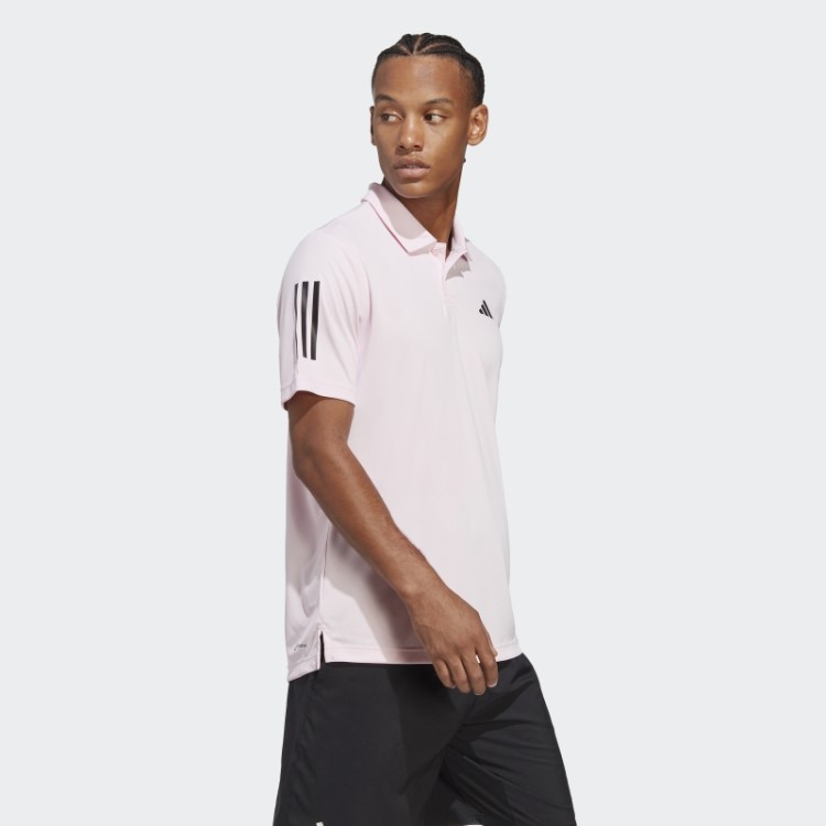 Camisa Polo De Tênis Com As Três Listras Rosa Do Clube Adidas