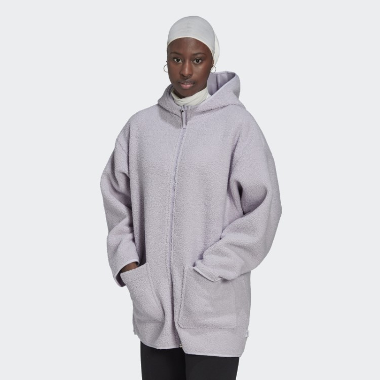 Top De Corrida Longo Com Capuz De Lã Polar Adidas Silver Dawn