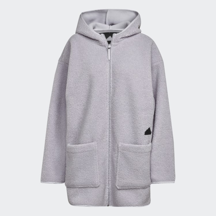Top De Corrida Longo Com Capuz De Lã Polar Adidas Silver Dawn