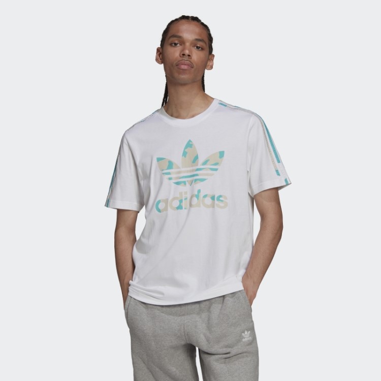 Camiseta Estampa Camuflada Branca Adidas