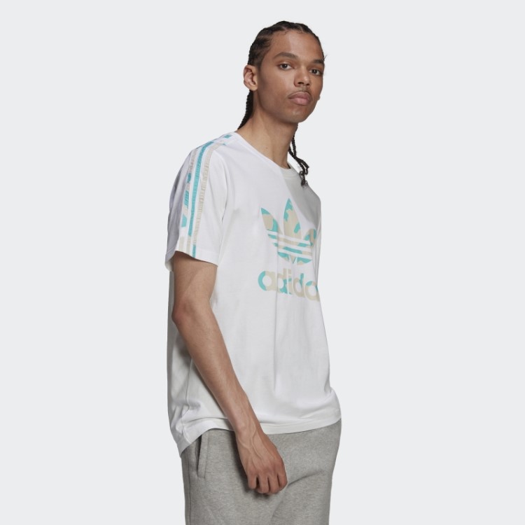 Camiseta Estampa Camuflada Branca Adidas