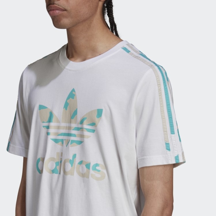 Camiseta Estampa Camuflada Branca Adidas