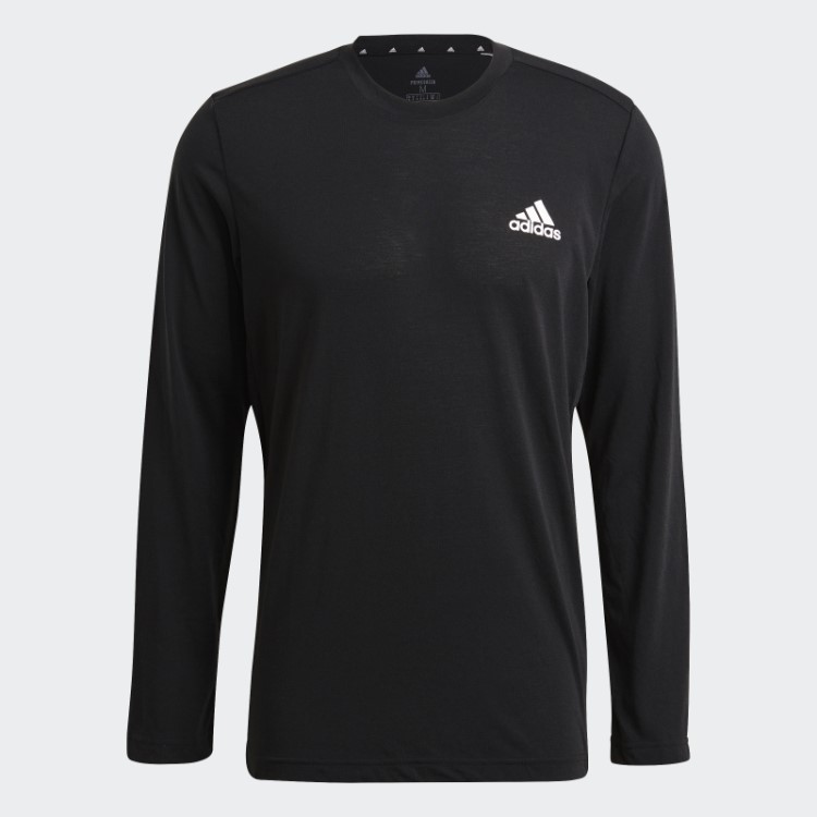 Camiseta Preta De Manga Longa Adidas Aeroready Designed 2 Move Feelready