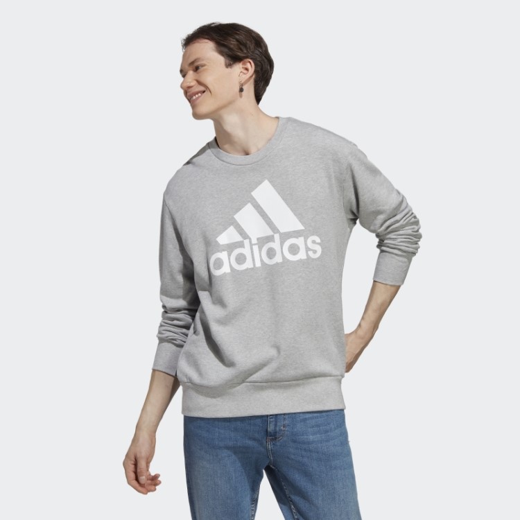 Moletom Cinza Médio Com Logo French Terry Grande Adidas