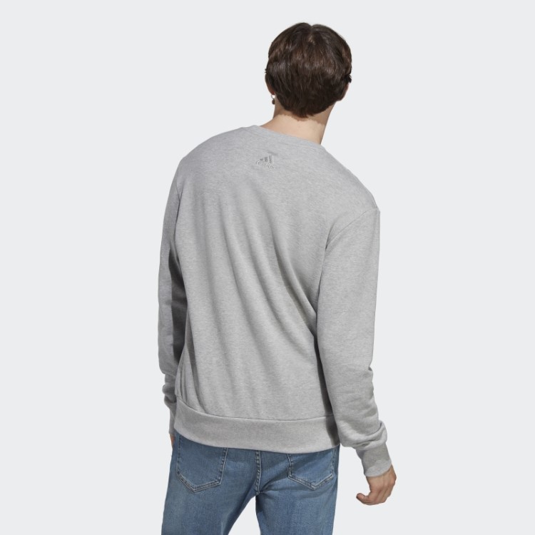 Moletom Cinza Médio Com Logo French Terry Grande Adidas
