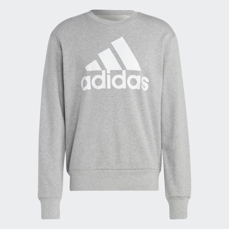 Moletom Cinza Médio Com Logo French Terry Grande Adidas