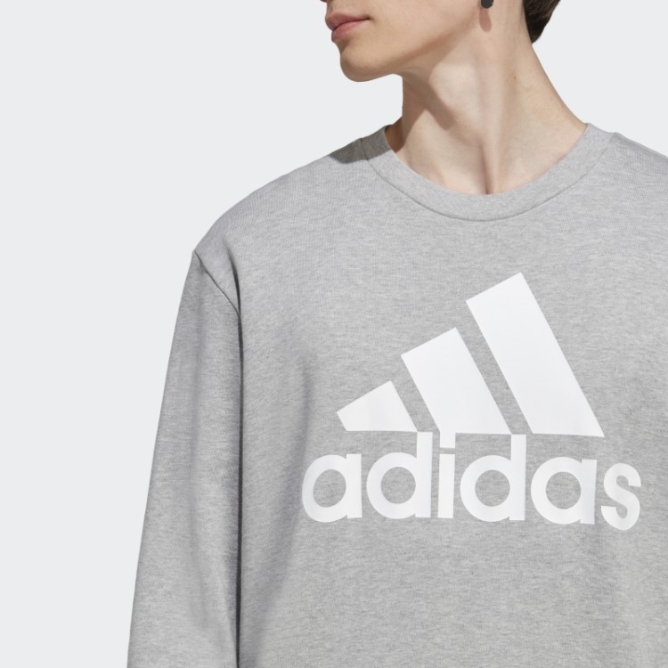 Moletom Cinza Médio Com Logo French Terry Grande Adidas