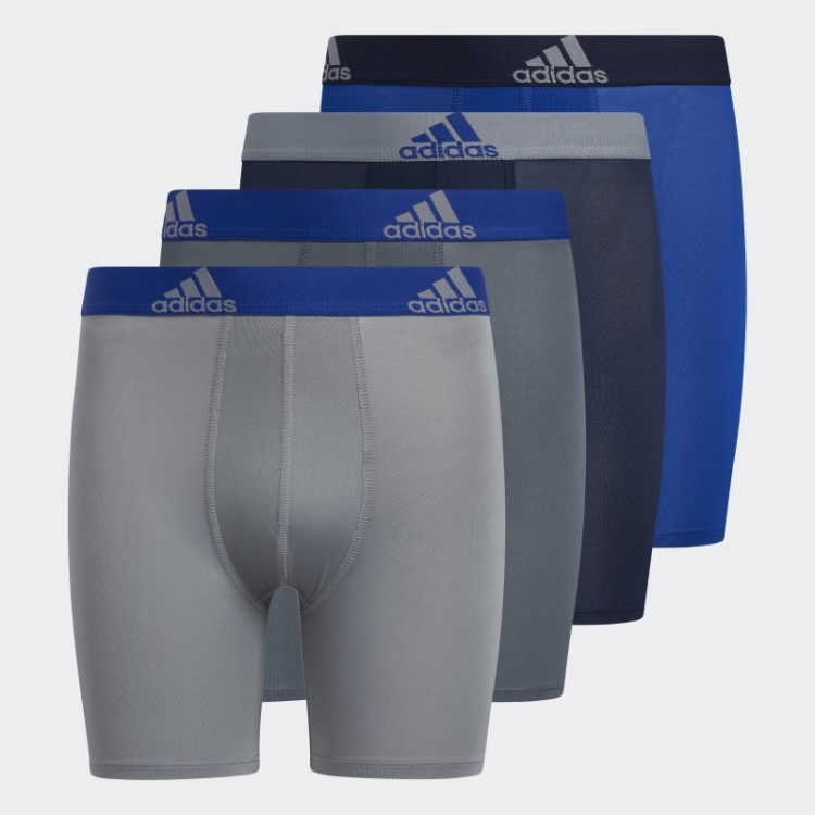 Cueca Boxer Longa Performance 4 Pares Adidas Azul