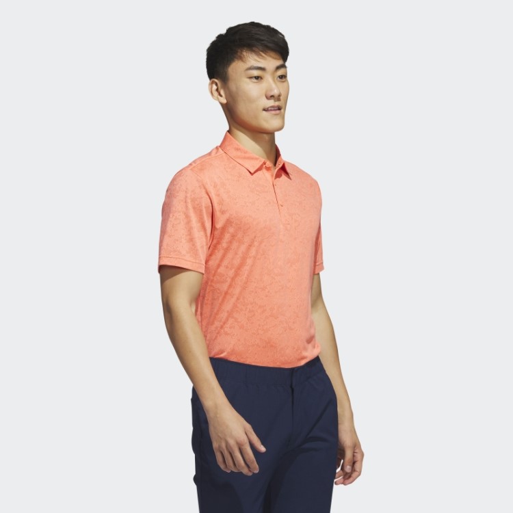 Camisa Polo De Golfe Jacquard Texturizada Coral Adidas
