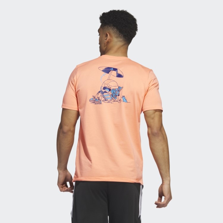 Camiseta De Basquete De Manga Curta Estampa Lil Stripe Spring Break Adidas Coral