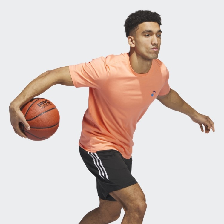 Camiseta De Basquete De Manga Curta Estampa Lil Stripe Spring Break Adidas Coral