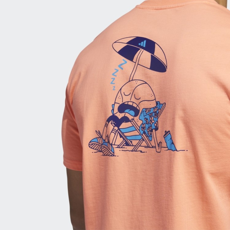 Camiseta De Basquete De Manga Curta Estampa Lil Stripe Spring Break Adidas Coral