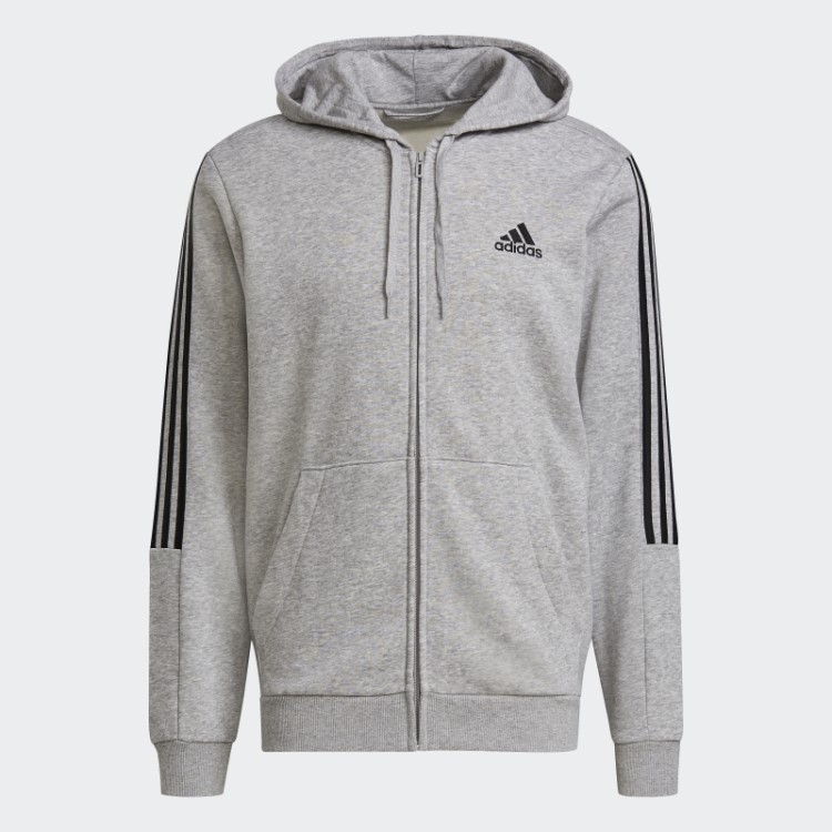 Jaqueta De Corrida Com As Três Listras Cinza Médio Adidas Essentials