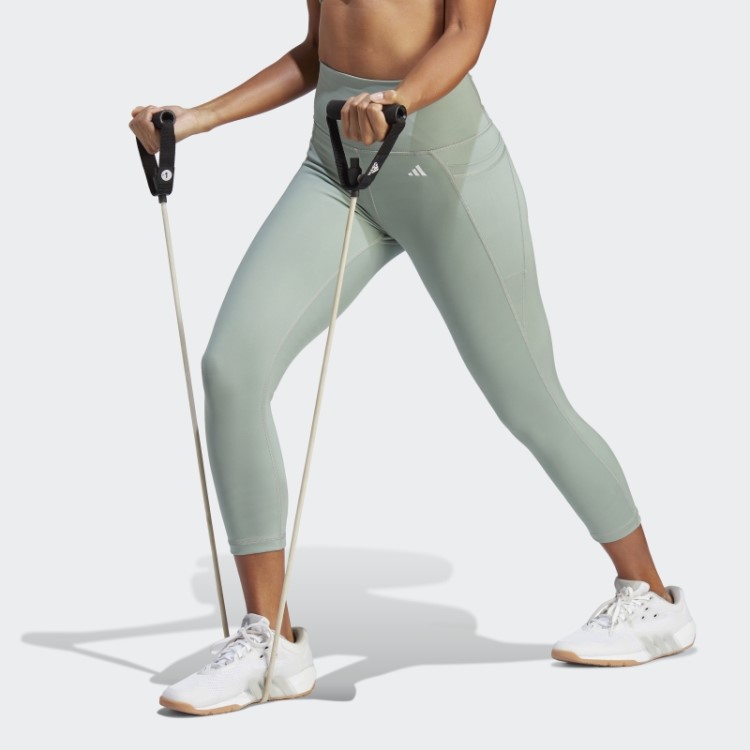 Optime Stash Bolso Cintura Alta Leggings 3/4 Adidas Verde Prata