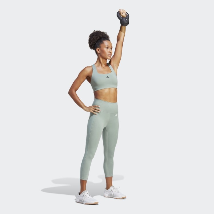 Optime Stash Bolso Cintura Alta Leggings 3/4 Adidas Verde Prata